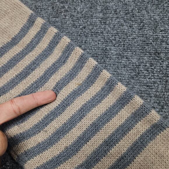 Patagonia Sweater M Tan Lambswool Nylon Knit Crewneck Striped Sleeve Casual - Picture 4 of 7